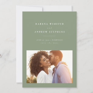 Save The Date Vert sauge simple moderne photo enregistrer la dat