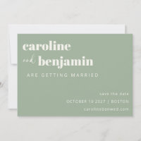 Vert Terne Minimaliste Moderne Mariage Simple