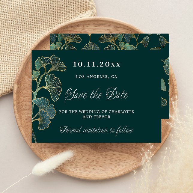 Save The Date verte émeraude mariage ginkgo (Créateur téléchargé)