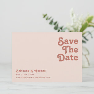 Save The Date Vibes rétro simples   Horizontal rose vif