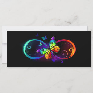 Save The Date Vibrant infinity with rainbow butterfly on black