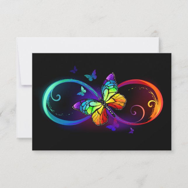 Save The Date Vibrant infinity with rainbow butterfly on black (Devant)