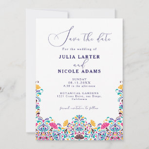 Save The Date Vibrant mexicaine Fiesta Style Mariage arc-en-ciel