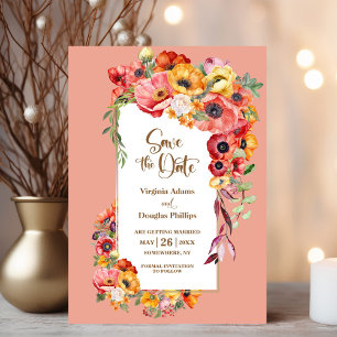 Save The Date Vibrant Peach Mariage Enregistrer la date