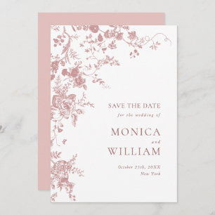 Save The Date Victorian Dusty Rose French Garden Floral Mariage