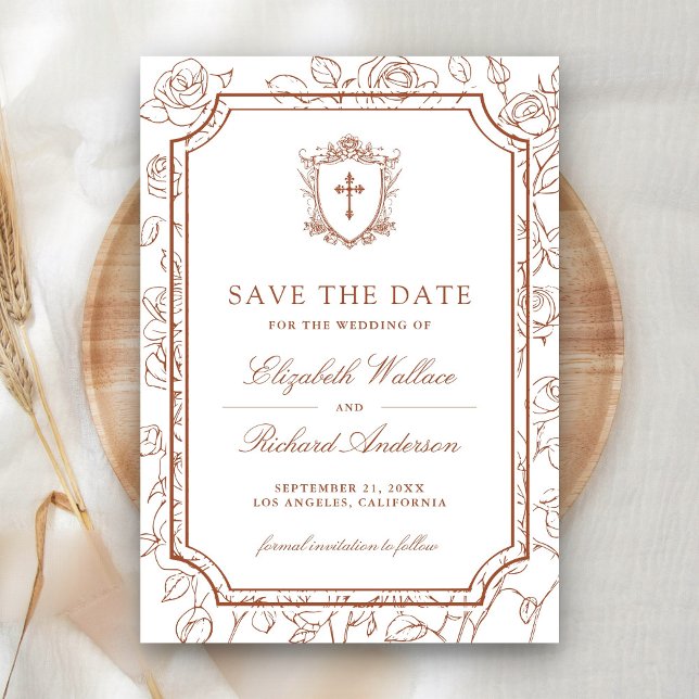 Save The Date Victorian White and Terracotta Catholic Wedding (Créateur téléchargé)