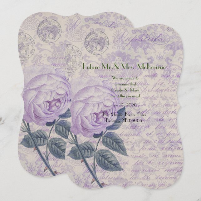 Save The Date victorienne, shabby chic, pays français, antique,  (Devant / Derrière)