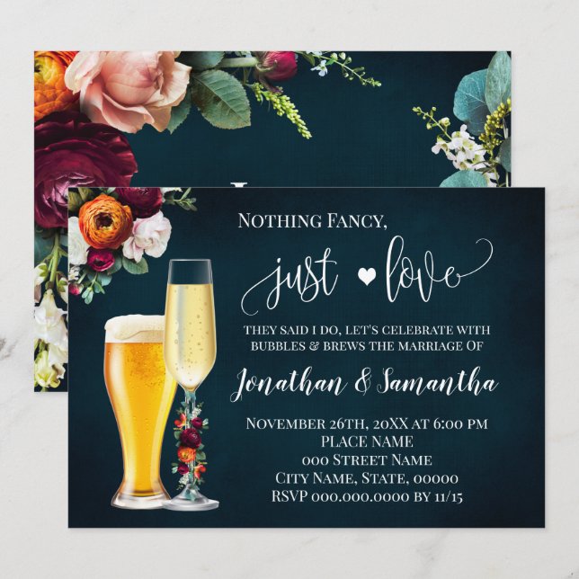 Save The Date Vin de la Marine Fancy Just Love Elopement Mariage (Devant / Derrière)