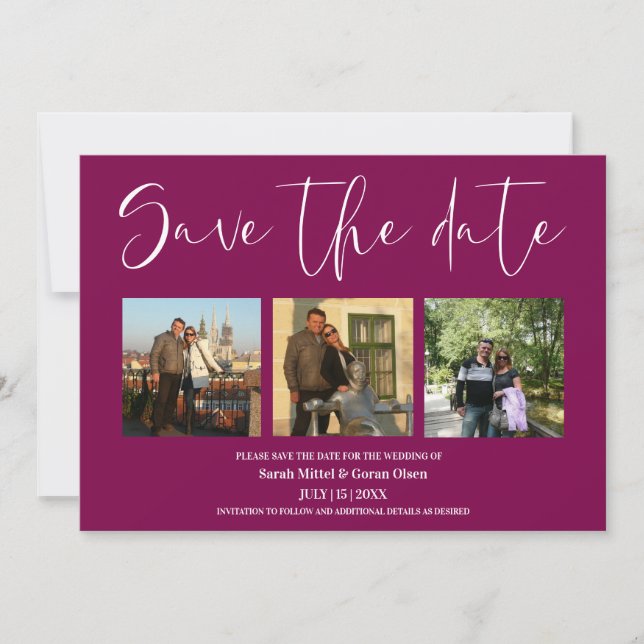 Save The Date Vin Red Couple Photos Mariage Enregistrer la date (Devant)