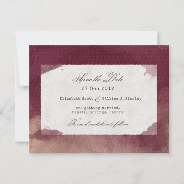 Save The Date Vin rouge Bourgogne Aquarelle Automne Mariage Auto (Devant)