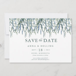 Save The Date Vin vert bleu Mariage Floral