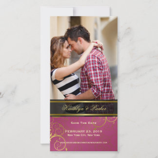 Save The Date Vins spirale dorée Chic rose Élégant Photo Classé