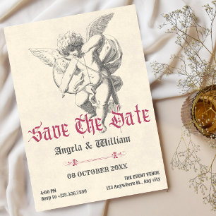 Save The Date Vintage ange gothique mariage