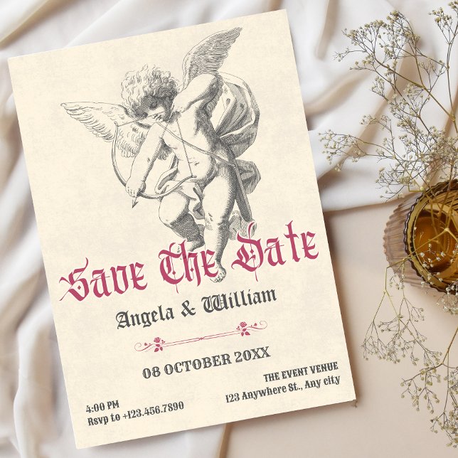 Save The Date Vintage ange gothique mariage (Créateur téléchargé)