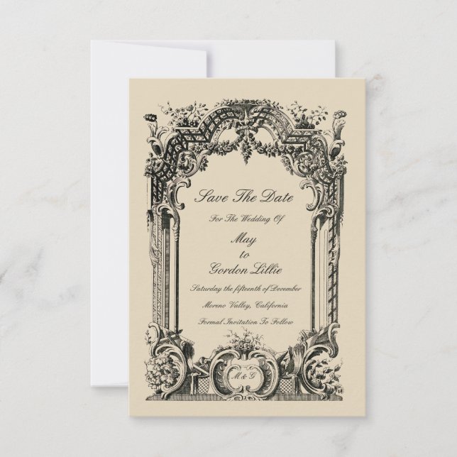 Save The Date Vintage Baroque Rococo Mariage (Devant)