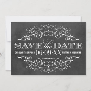Save The Date Vintage Black Chalkboard Mariage