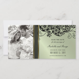 Save The Date Vintage Black Floral Paisley torsade Élégante phot