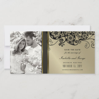 Save The Date Vintage Black Floral Paisley torsade Élégante phot