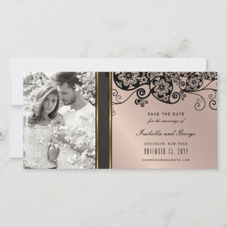 Save The Date Vintage Black Floral Paisley torsade Élégante phot