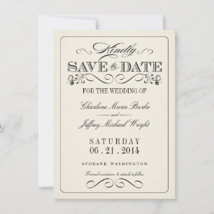 Save The Date Vintage blanc élégant Enregistrer la date WT313