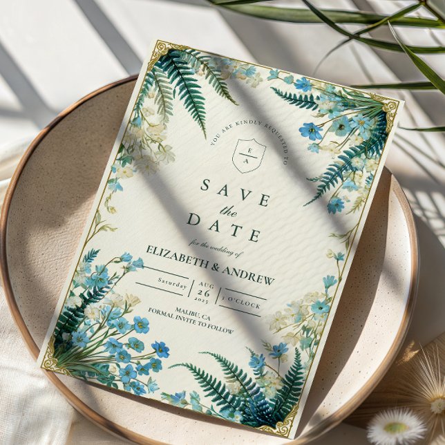 Save The Date Vintage Bluebell Botanical Wedding (Créateur téléchargé)