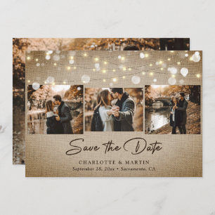 Save The Date Vintage Burlap Mariage 4 Photo Enregistrer la date