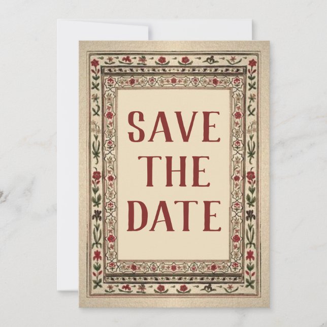 Save The Date Vintage cadre Ethnic Motif Mariage (Devant)
