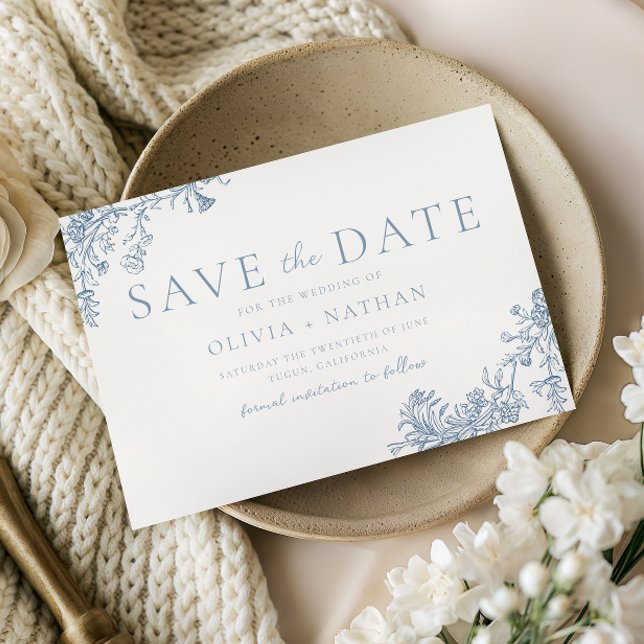 Save The Date Vintage Classic Floral Wedding  (Créateur téléchargé)