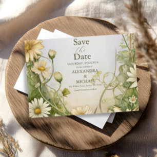 Save The Date Vintage Daisy Mariage Art Nouveau