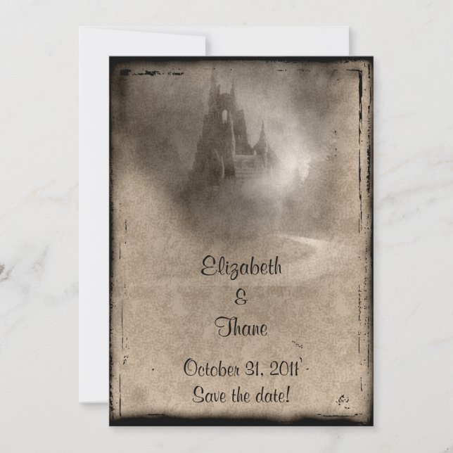 Save The Date Vintage Dark Castle Mariage gothique (Devant)