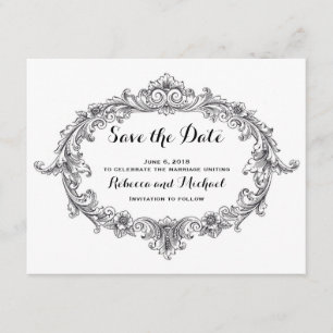 Save The Date Vintage défilement noir et blanc enregistrer la da