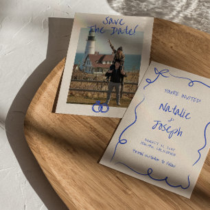 Save The Date Vintage Écrit à la main unique moderne Mariage pho