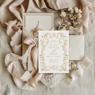 Save The Date Vintage Eleganse Golden Flowers Cadre Mariage