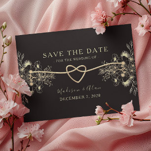 Save The Date Vintage Elegant Mariage noir et or