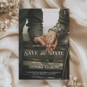 Save The Date Vintage élégant romance photo mariage fiançailles