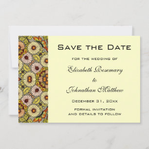 Save The Date Vintage Enregistrer la date Jardin Fleurs Papillon