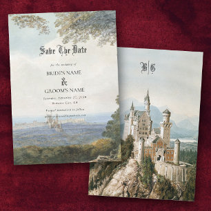 Save The Date Vintage Fairytale Castle Rustic Forest Mariage