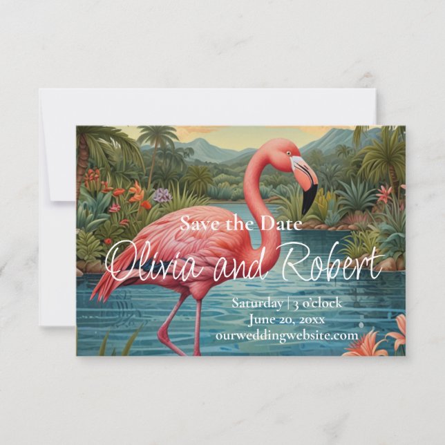 Save The Date Vintage flamant rose rose (Devant)