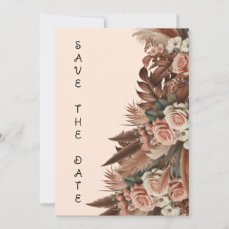Save The Date Vintage floral boho pampas herbe mariage