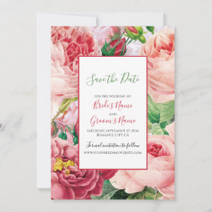 Save The Date Vintage Floral & Botanique Rose Roses Mariage
