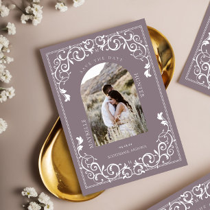 Save The Date Vintage Flourdissant Parcours Purple Photo