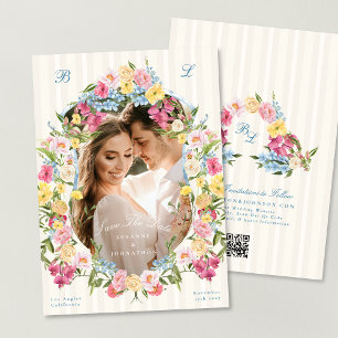 Save The Date Vintage français cadre photo Monogramme Mariage