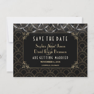 Save The Date Vintage Gold Art Déco Fleur-de-lis Enregistrer La