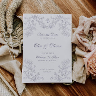 Save The Date Vintage Grey Chinoiserie Mariage