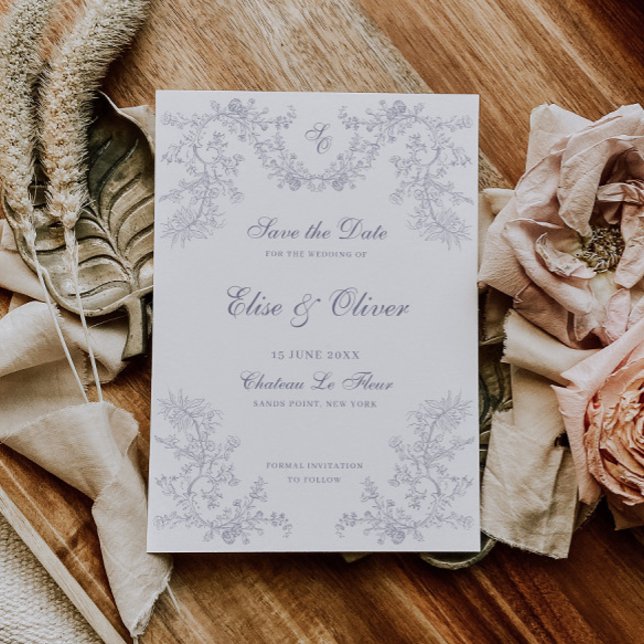 Save The Date Vintage Grey Chinoiserie Mariage (Créateur téléchargé)