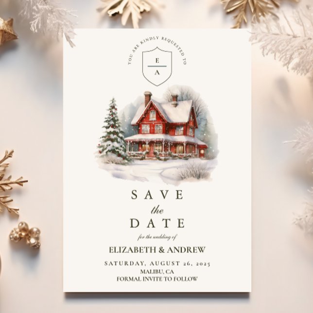 Save The Date Vintage Holly Mariage de Noël (Créateur téléchargé)