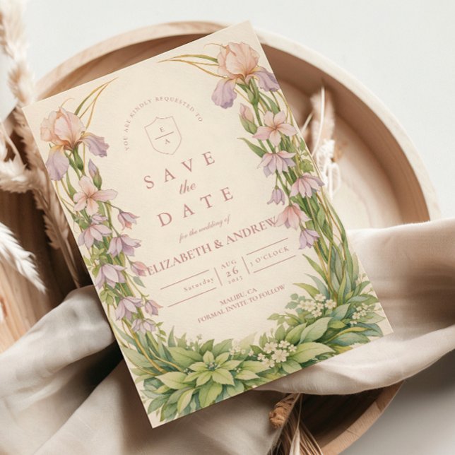 Save The Date Vintage Iris Wildflower Botanical Wedding (Créateur téléchargé)
