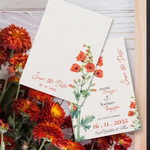 Save The Date Vintage Joli Orange Wild Mariage de script de fleu