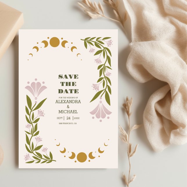 Save The Date Vintage Mariage botanique mystique (Créateur téléchargé)