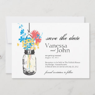 Save The Date Vintage Mason Jar & Fleurs sauvages Enregistrer la